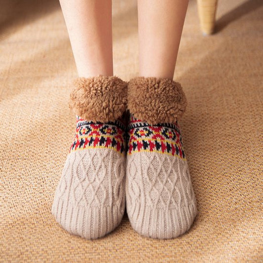 Cream Non-Slip Warm Socks – Unisex Slipper Socks (3 Sizes Available)