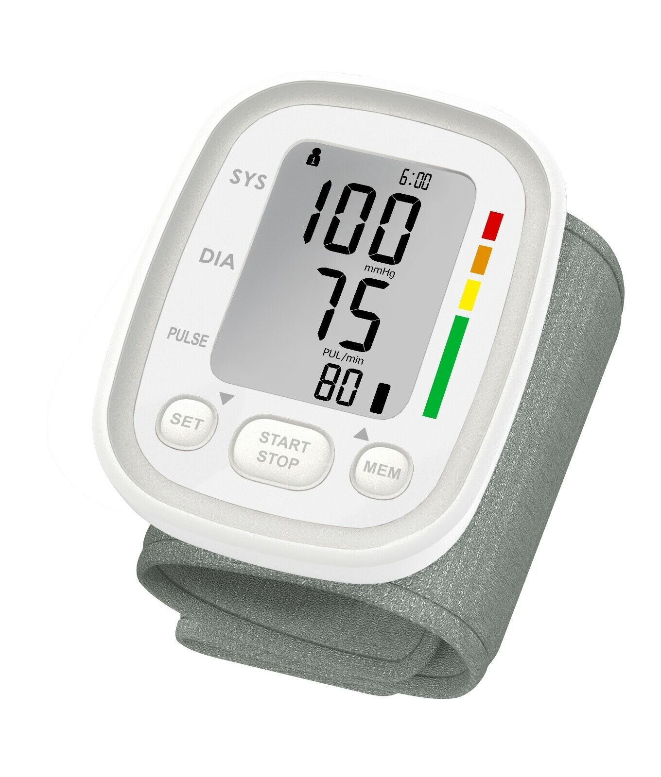 Automatic Wrist Blood Pressure Monitor - Easy-to-Read Digital Display (White