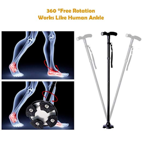 Folding Walking Stick with LED Light – Adjustable