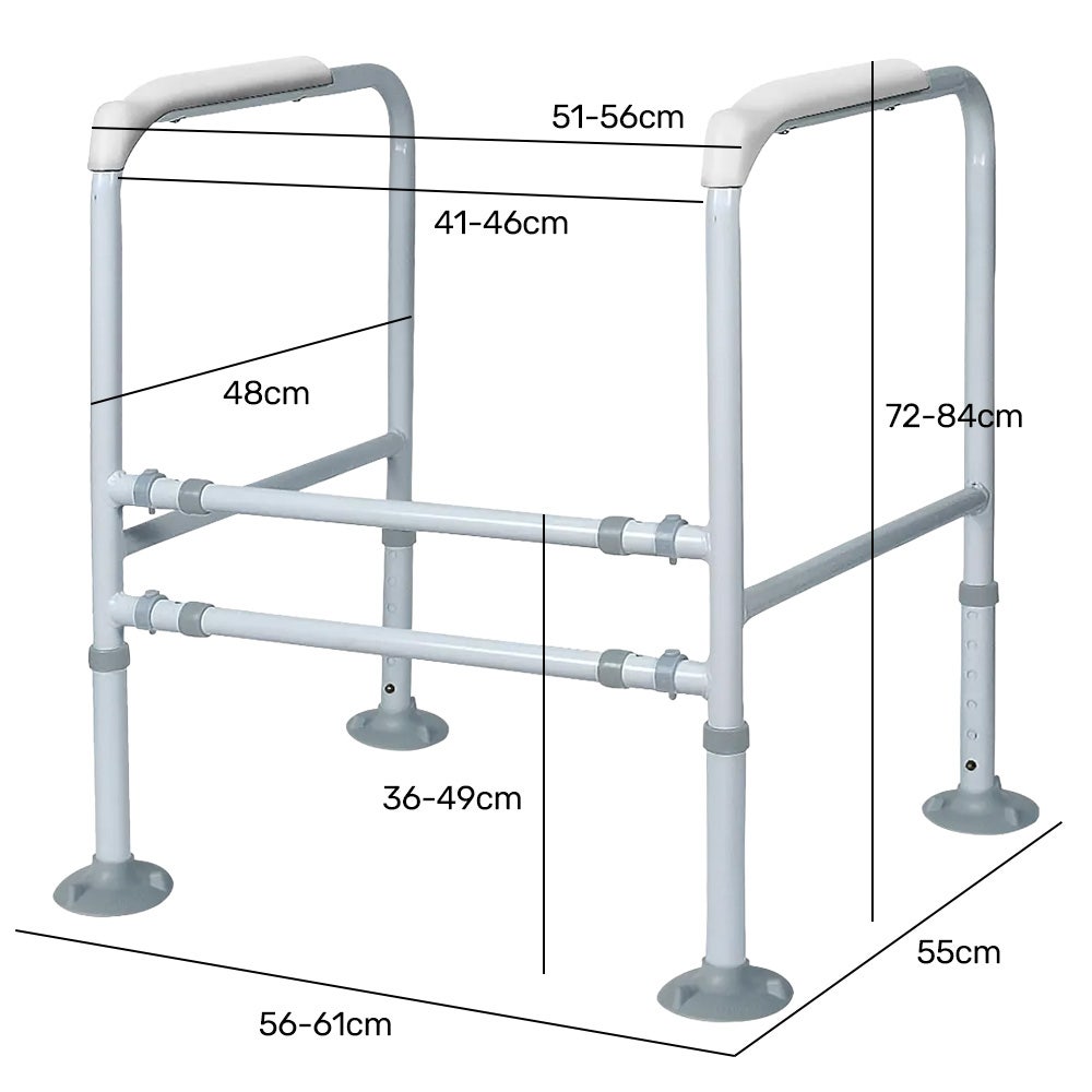 Equipmed Over Toilet Support Frame - Adjustable Height & Width (125 kg Capacity)