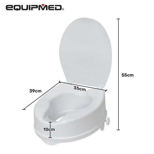 Raised Over Toilet Seat with Lid – 10 cm Height, 125 kg Capacity
