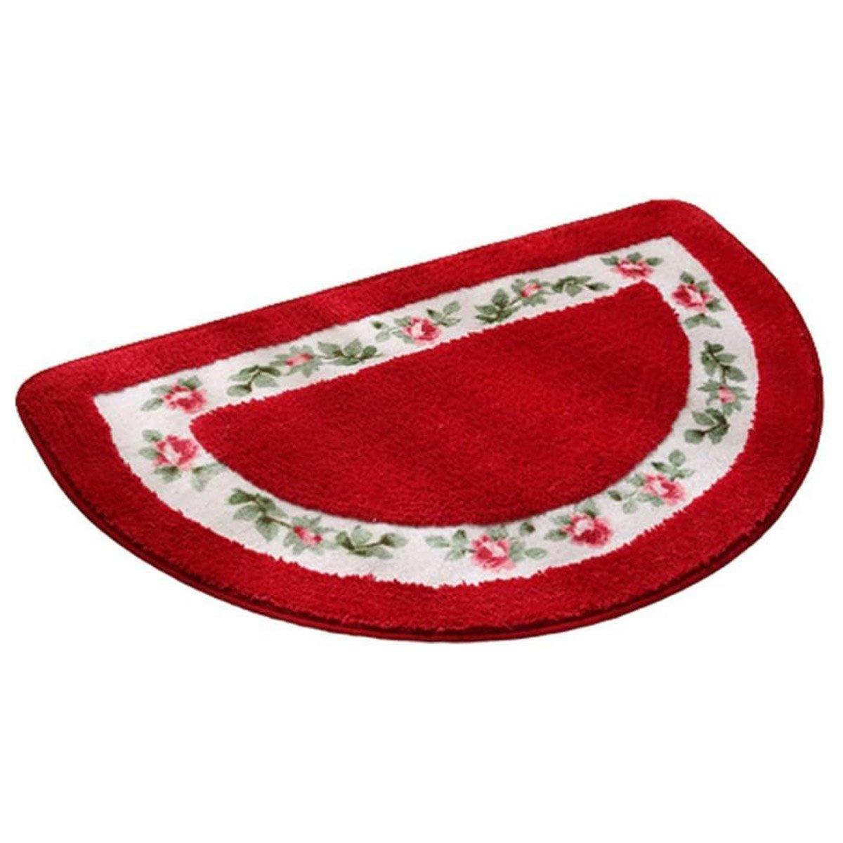 Non-Slip Entry Mat - Floral Half-Round Design (50 x 80 cm)