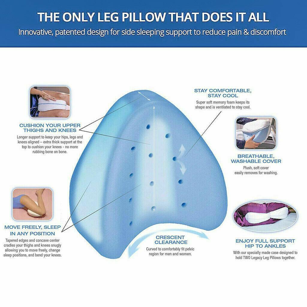 Memory Foam Knee Support Pillow - Ergonomic Design with Washable Cover