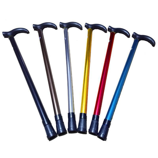 Metal Walking Stick Travel Retractable Cane Pole Compact Adjustable Lightweight - 4 Colours