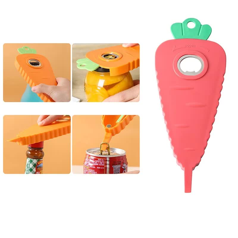 2-Pack Carrot-Shaped Multi-Function Jar & Bottle Openers (White)