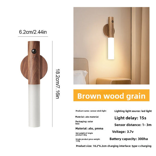 Rechargeable Motion Sensor Night Light – Magnetic, Warm White (Wood Grain)
