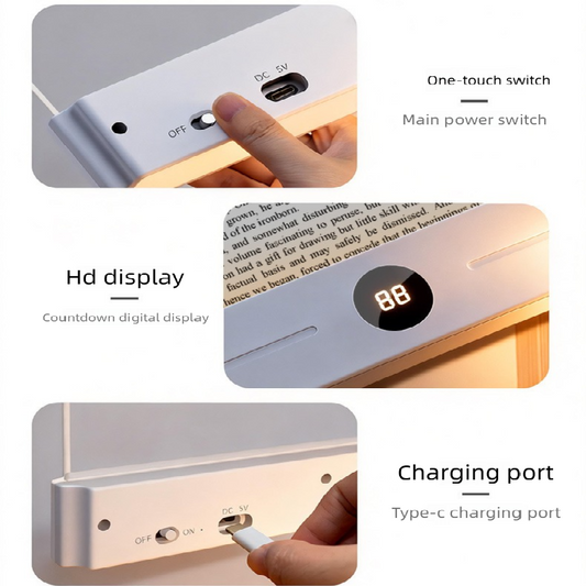 LED Reading Light – Rechargeable, Dimmable with Timer (White, Pink, Black)