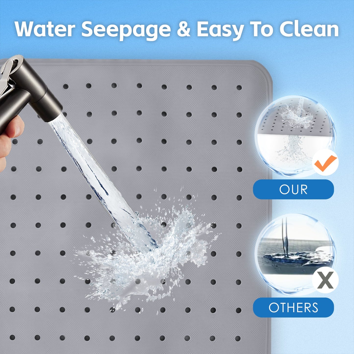 2-Pack Anti-Slip Shower Mats – Quick-Dry with Suction Cups (70×40cm)