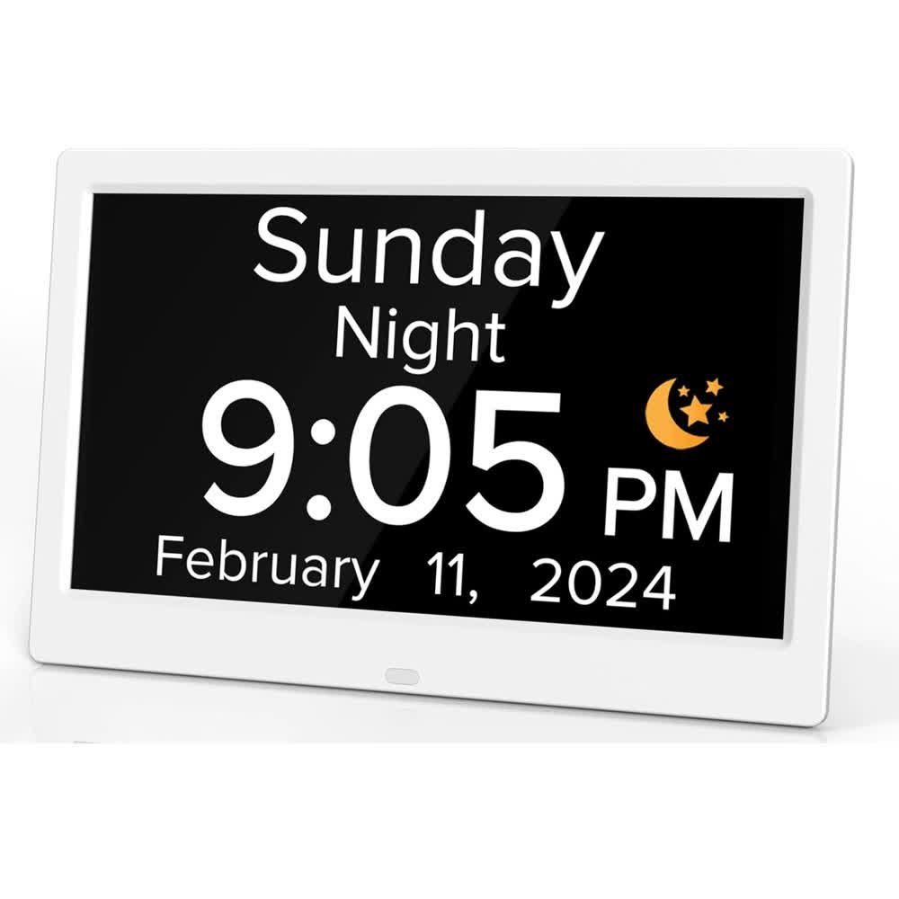 Artiss 10-Inch Digital Day Clock with Auto-Dim & Reminders, Black
