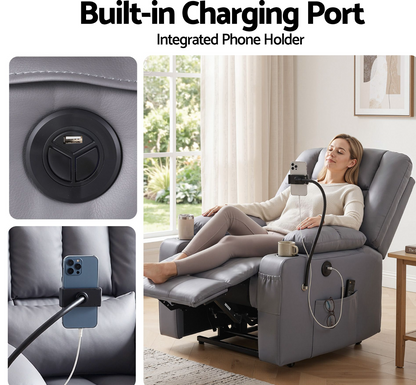 Lift Recliner Chair — Massage & Heat | Assisted Standing | Grey