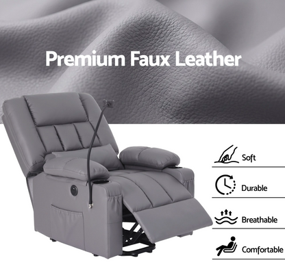 Lift Recliner Chair — Massage & Heat | Assisted Standing | Grey