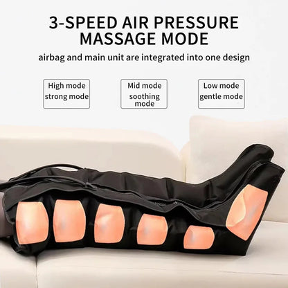 Leg Compression Massager Boots with Remote - Adjustable Air Pressure (Black)