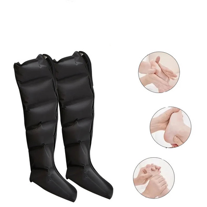 Leg Compression Massager Boots with Remote - Adjustable Air Pressure (Black)