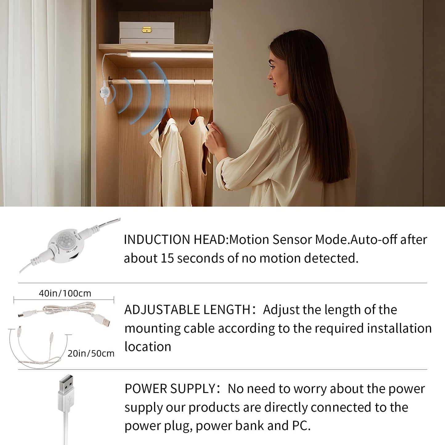 Rechargeable Motion Sensor Under Cabinet Light - LED Strip Light