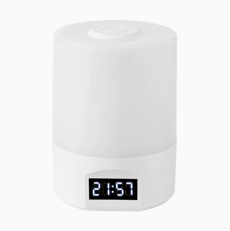 Rechargeable LED Bedside Lamp with Time Display - Dimmable Touch Lamp with Remote (White)