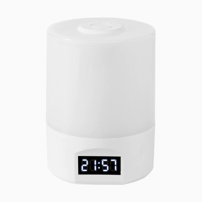 Rechargeable LED Bedside Lamp with Time Display - Dimmable Touch Lamp with Remote (White)