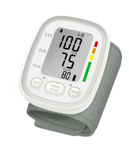 Automatic Wrist Blood Pressure Monitor - Easy-to-Read Digital Display (White