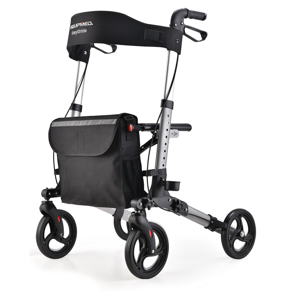Equipmed Easy Stride Rollator with Seat & Bag, Foldable, 135kg