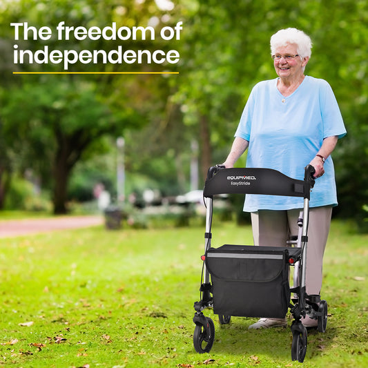 Equipmed Easy Stride Rollator with Seat & Bag, Foldable, 135kg