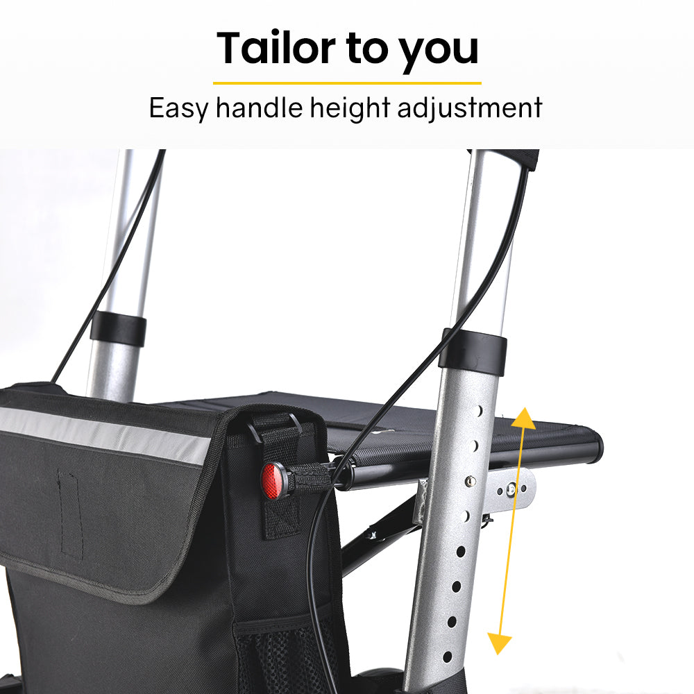 Equipmed Easy Stride Rollator with Seat & Bag, Foldable, 135kg