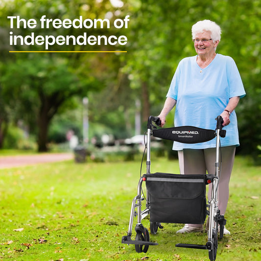 2-in-1 Folding Rollator Walker & Wheelchair – Adjustable with Brakes & Bag