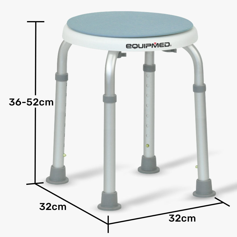 Equipmed Swivel Shower Stool - 360 degrees Rotating Seat, Adjustable Height (120 kg Capacity)