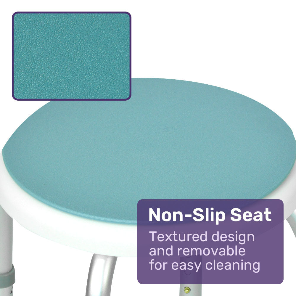 Equipmed Swivel Shower Stool - 360 degrees Rotating Seat, Adjustable Height (120 kg Capacity)