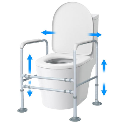 Equipmed Over Toilet Support Frame - Adjustable Height & Width (125 kg Capacity)