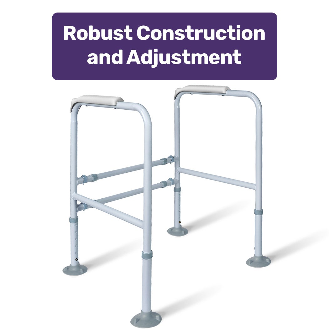 Equipmed Over Toilet Support Frame - Adjustable Height & Width (125 kg Capacity)