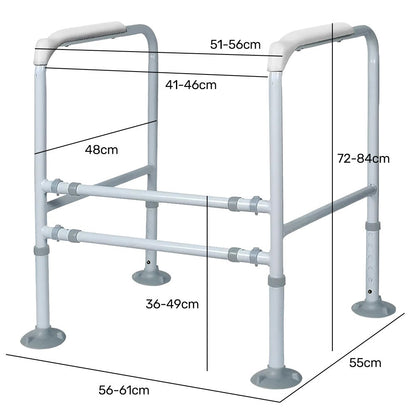 Equipmed Over Toilet Support Frame - Adjustable Height & Width (125 kg Capacity)