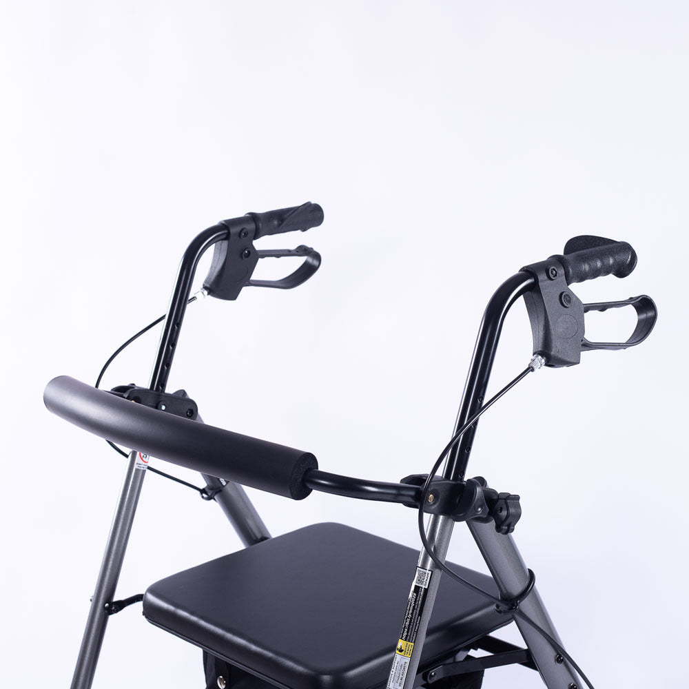 Equipmed Lightweight 4-Wheel Rollator Walker - Aluminium Frame with Seat & Storage (Titanium)