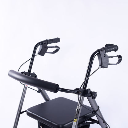 Equipmed Lightweight 4-Wheel Rollator Walker - Aluminium Frame with Seat & Storage (Titanium)
