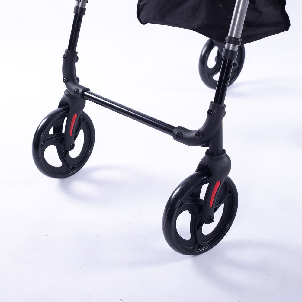 Equipmed Lightweight 4-Wheel Rollator Walker - Aluminium Frame with Seat & Storage (Titanium)