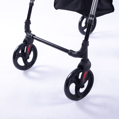 Equipmed Lightweight 4-Wheel Rollator Walker - Aluminium Frame with Seat & Storage (Titanium)