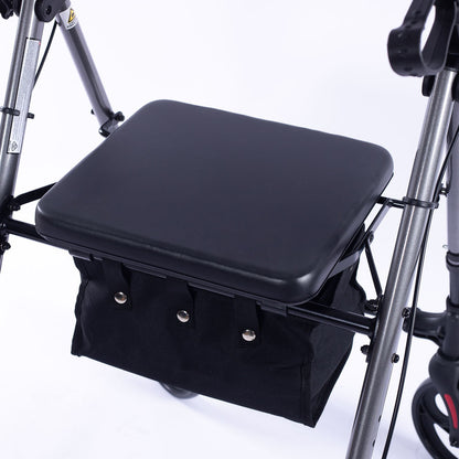 Equipmed Lightweight 4-Wheel Rollator Walker - Aluminium Frame with Seat & Storage (Titanium)