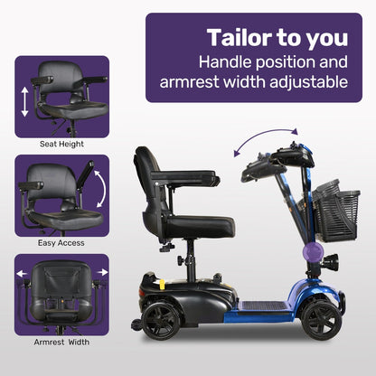 Mid-Sized Electric Mobility Scooter — Lithium Battery, 30km Range, Foldable Armrests