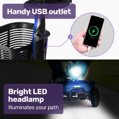 Mid-Sized Electric Mobility Scooter — Lithium Battery, 30km Range, Foldable Armrests