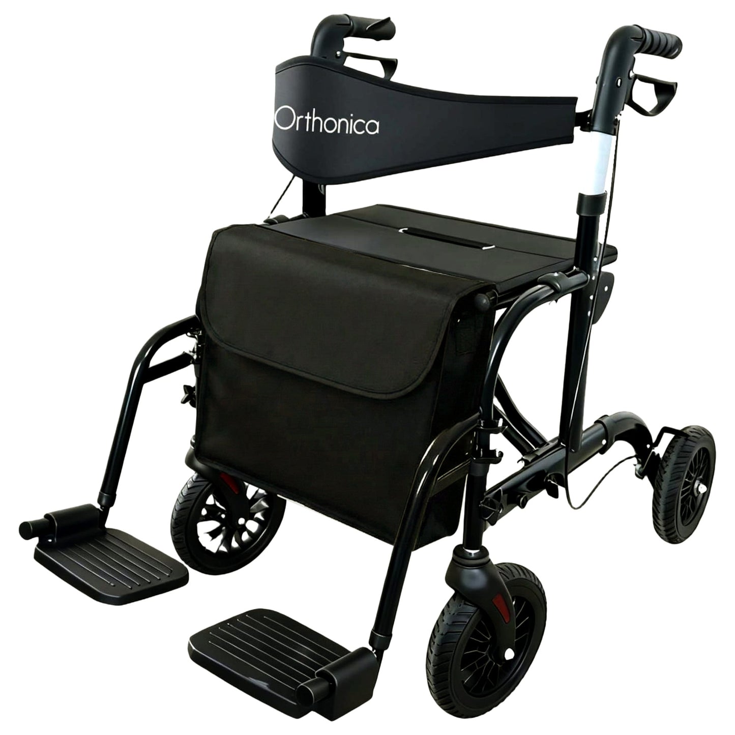 Orthonica 2-in-1 Rollator Wheelchair, Foldable, Black & Silver