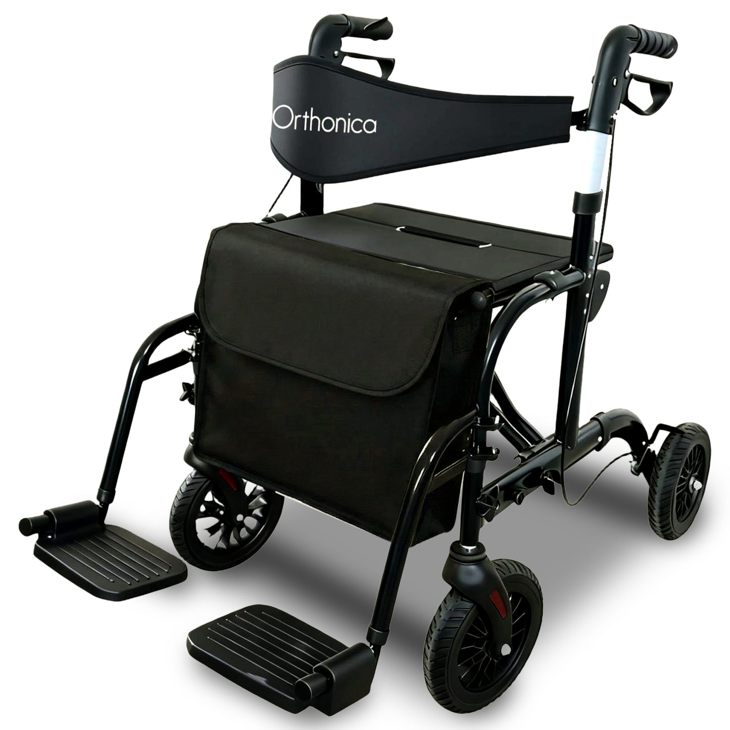 Orthonica 2-in-1 Rollator Wheelchair, Foldable, Black & Silver