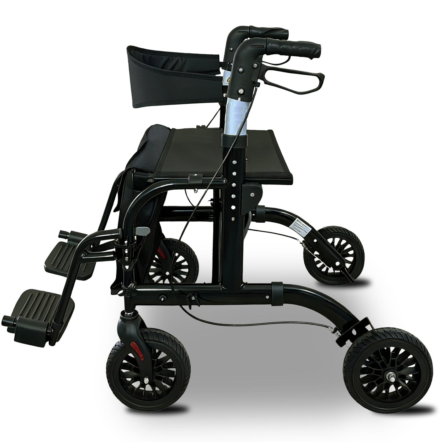 Orthonica 2-in-1 Rollator Wheelchair, Foldable, Black & Silver