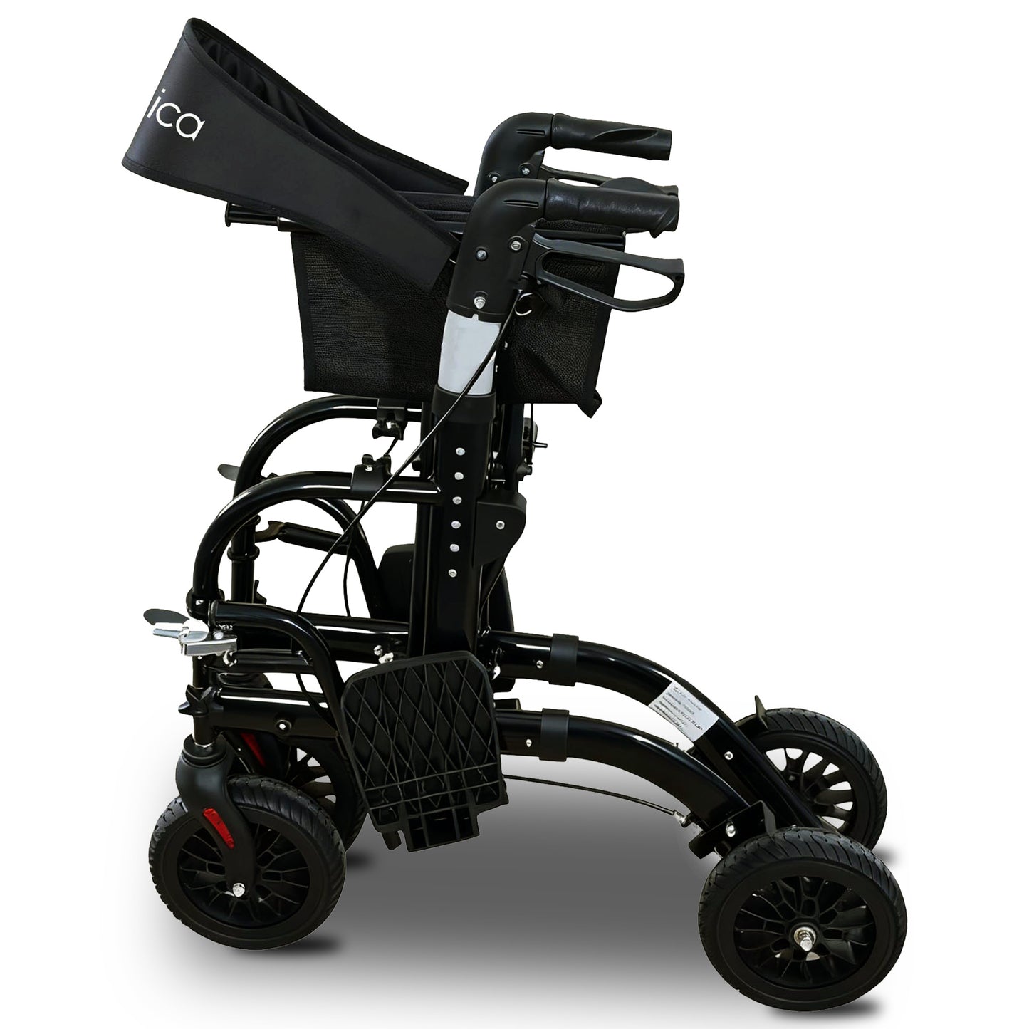 Orthonica 2-in-1 Rollator Wheelchair, Foldable, Black & Silver