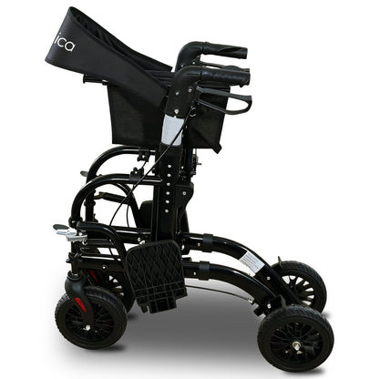 Orthonica 2-in-1 Rollator Wheelchair, Foldable, Black & Silver