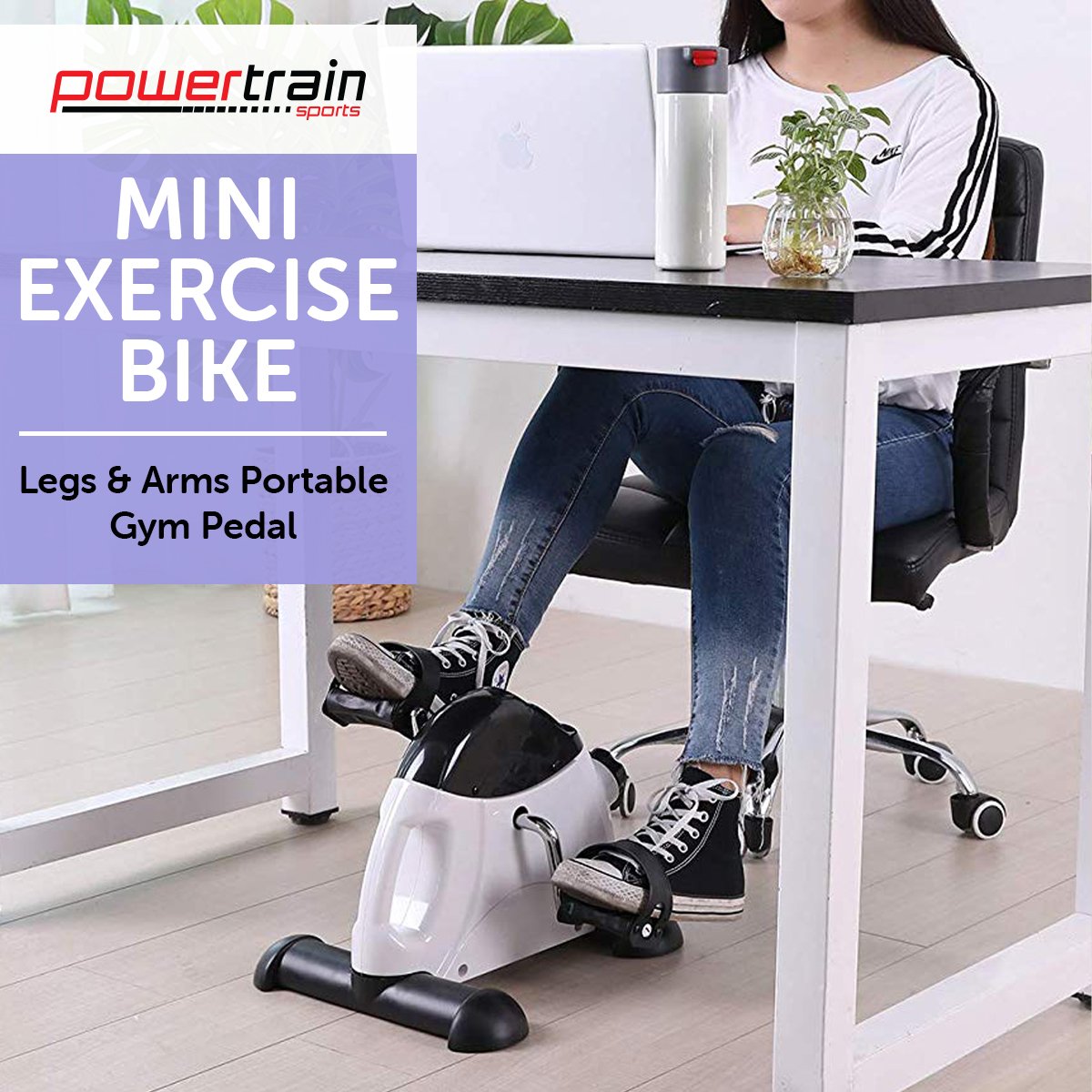 Powertrain Mini Pedal Exerciser, Arm & Leg, Adjustable Resistance.