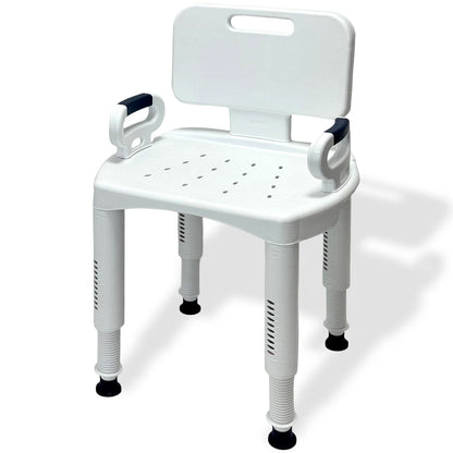 Orthonica Premium Adjustable Shower Chair with Armrests - Non-Slip Seat (158 kg Capacity)