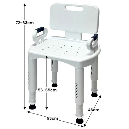 Orthonica Premium Adjustable Shower Chair with Armrests - Non-Slip Seat (158 kg Capacity)