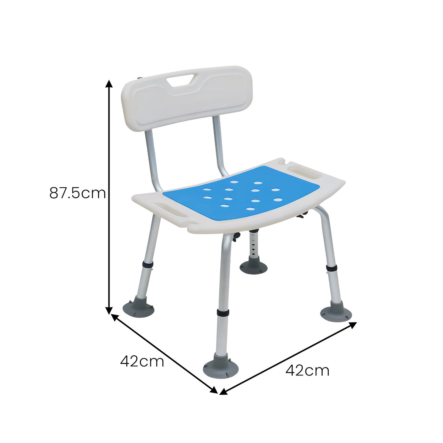 Orthonica Adjustable Aluminium Shower Chair - Non-Slip Seat (136 kg Capacity)