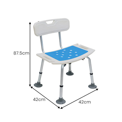Orthonica Adjustable Aluminium Shower Chair - Non-Slip Seat (136 kg Capacity)