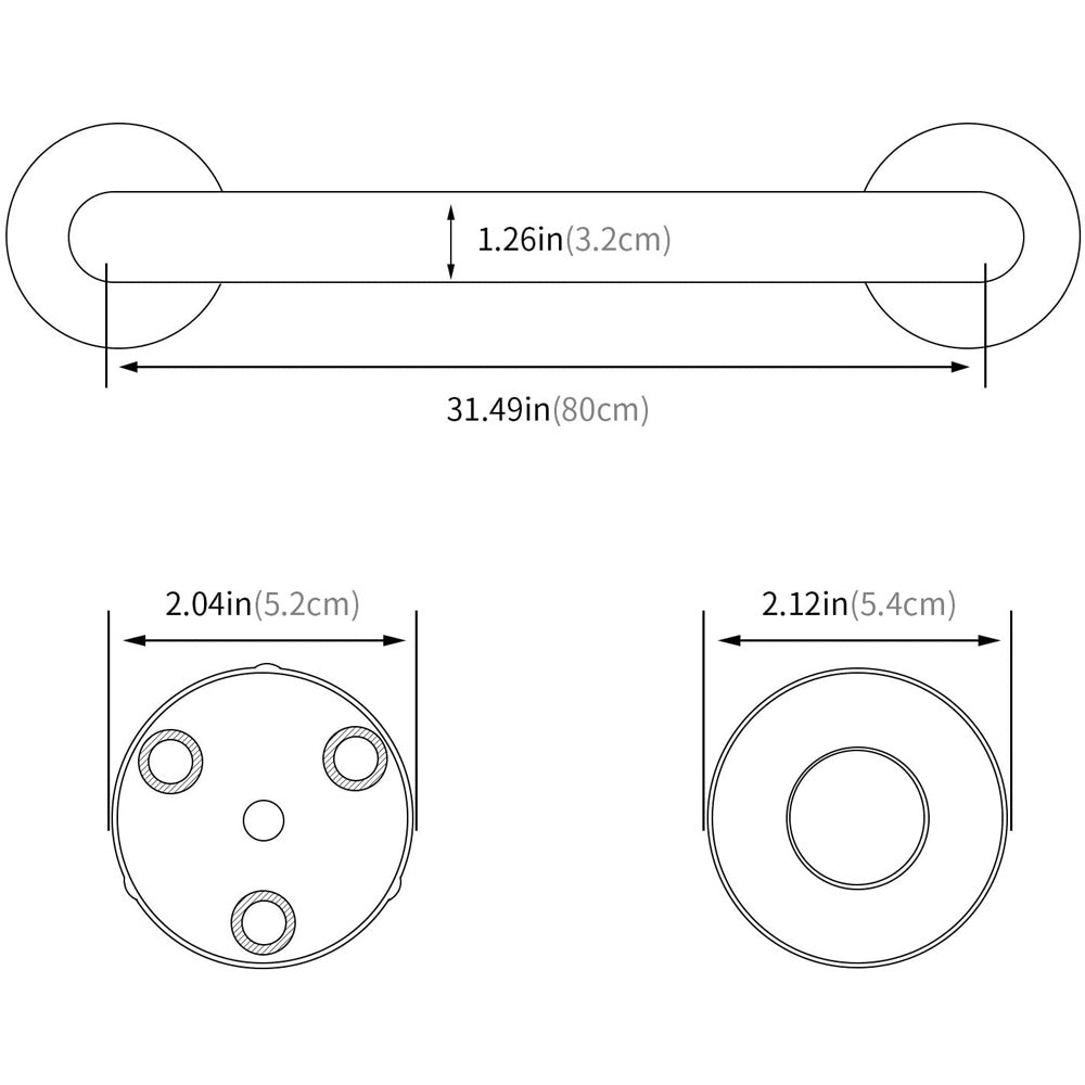 80cm Stainless Steel Grab Rail, Bathroom Shower & Stairway
