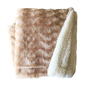 Plush Fleece & Sherpa-Backed Reversible Throw – Beige (Available in 2 Colours)