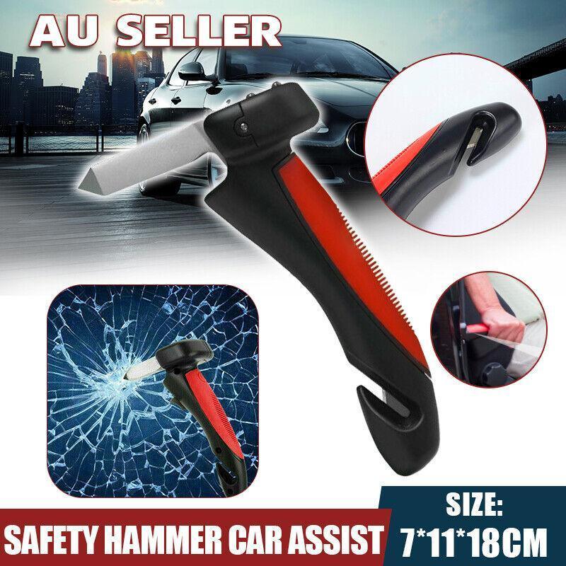 Car Door Assist Handle with Glass Breaker, Cutter & LED Light